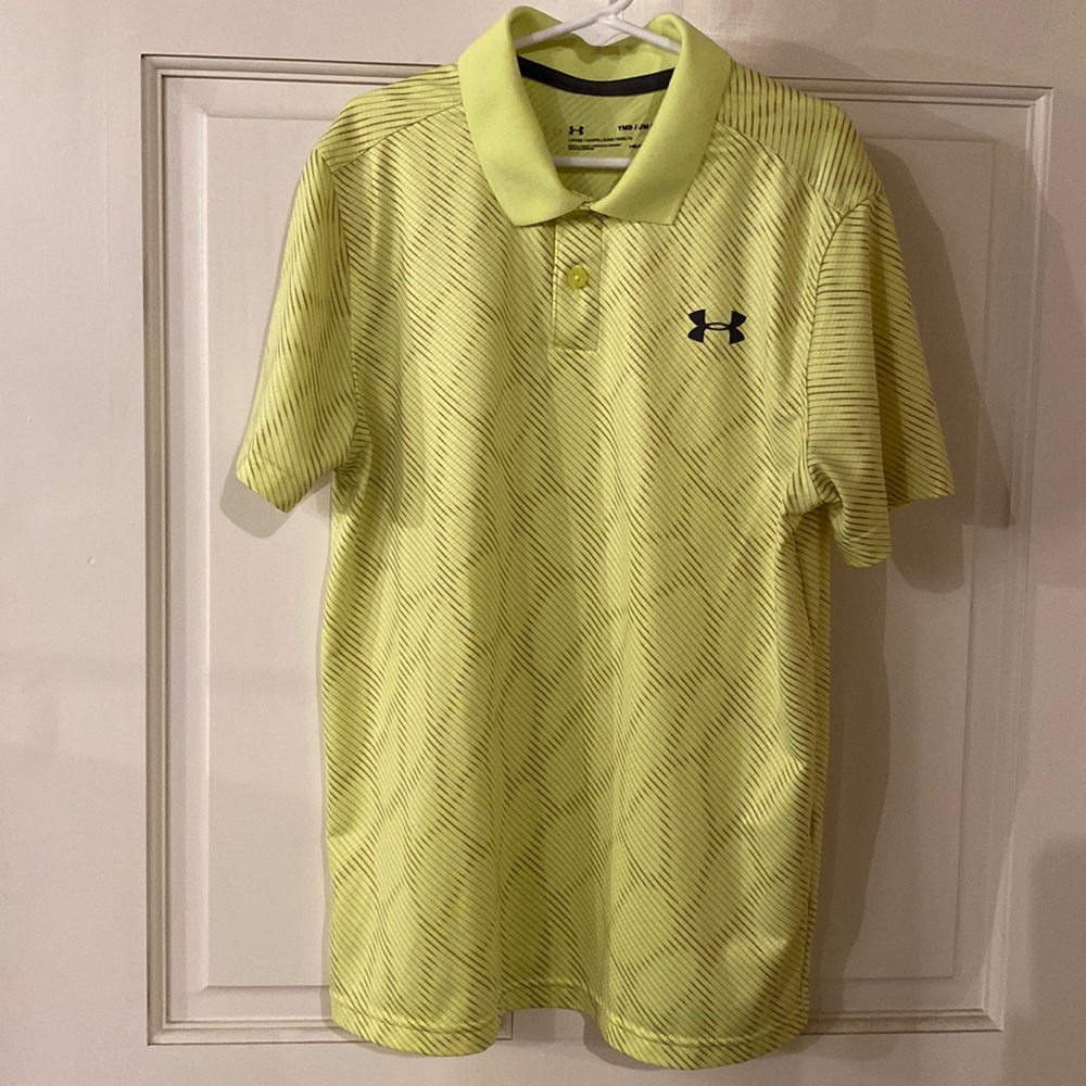 Under Armour Youth Med fluorescent yellow polo style shirt